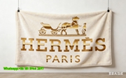 Luxury Hermès Paris Gold Carriage Flannel Throw Blanket IMG_5265